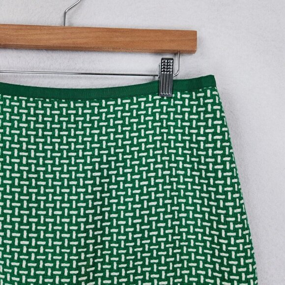 Talbots Skirt Womens 12 Petites Green White Basket Weave Pattern Pencil Career - Picture 2 of 10
